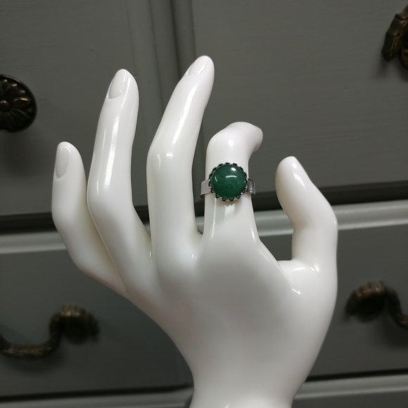 Green Aventurine Ring Natural Gemstone Adjustable Stainless-Steel Ring Crystal - Picture 13 of 13